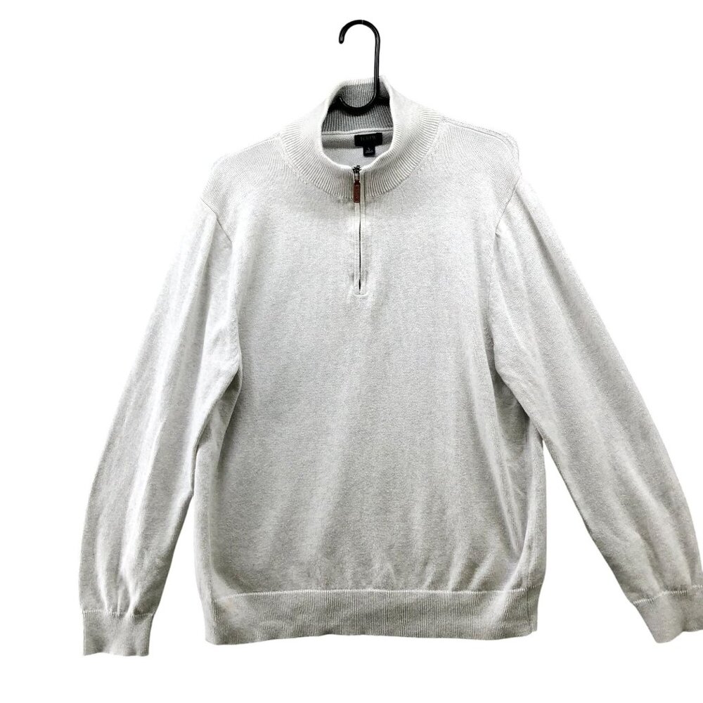 J. Crew Men's White Zip Up Sweater